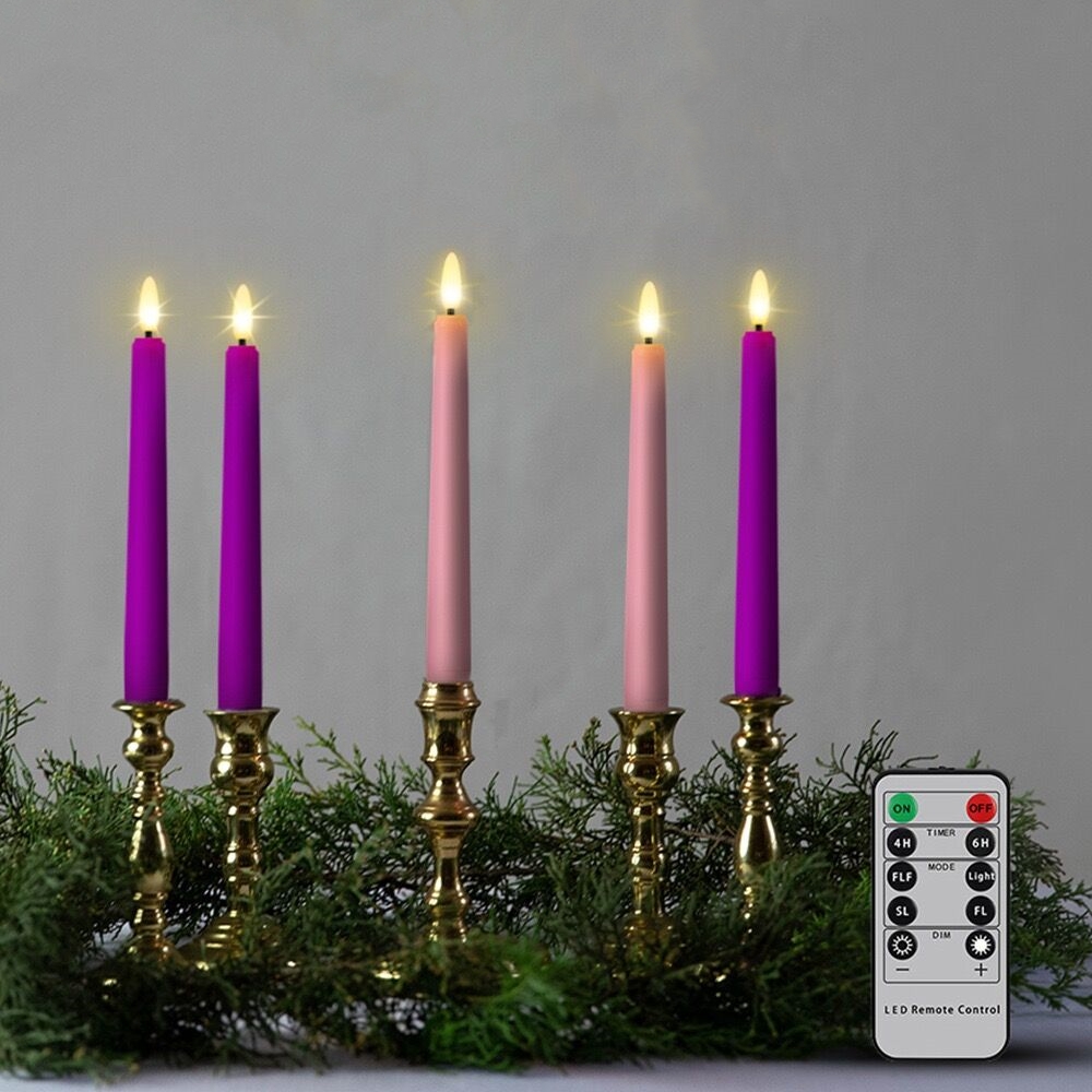 Candle Wick - 8インチのちらつきLEDテーパーキャンドルライト、電池式、タイマー付きリモコン、3Dウィック、結婚式、ホームパーティー、雰囲気のあるテーブル照明装飾