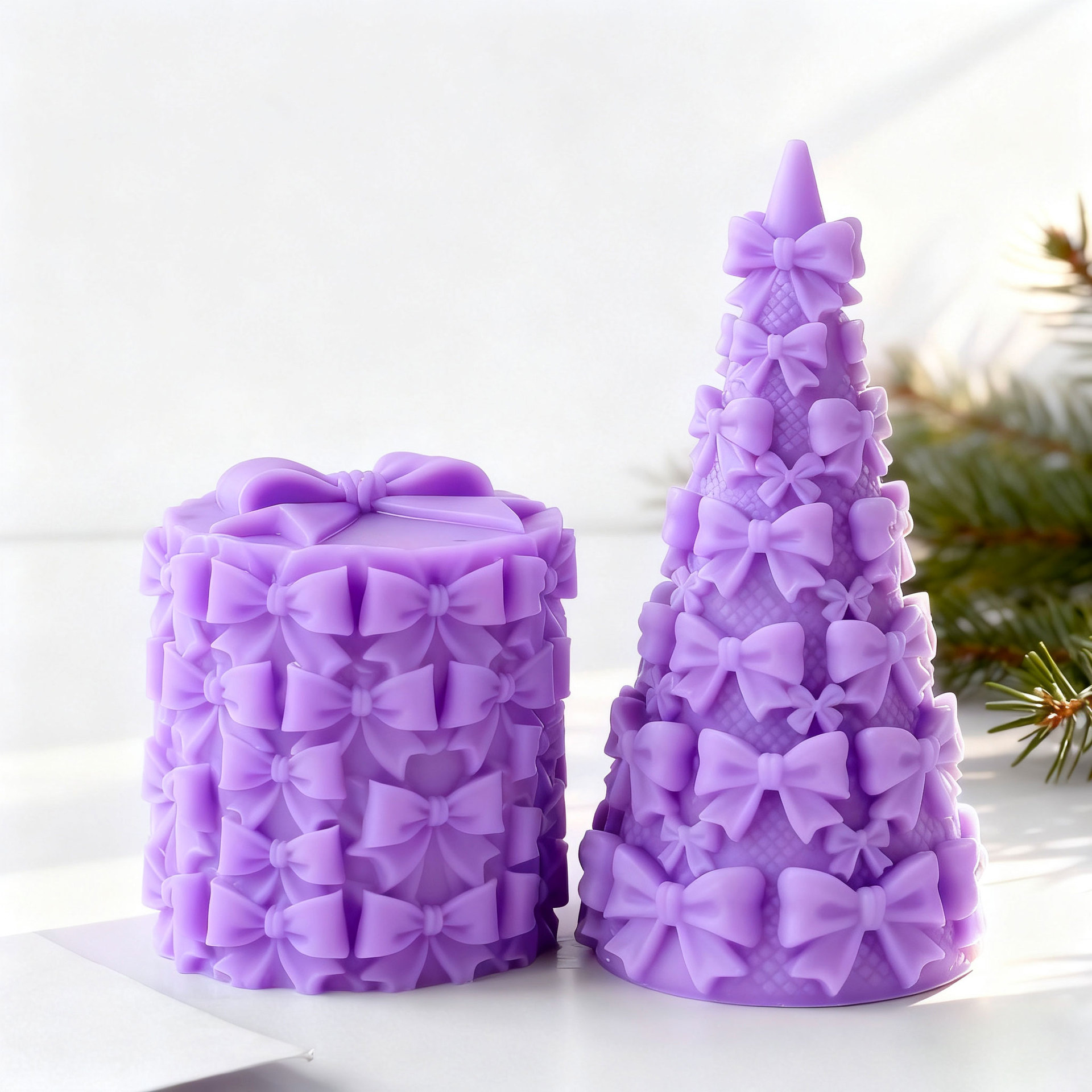 Candle Containers - 3D 蝶ネクタイ クリスマスツリー ギフトボックス シリコーン型 DIY