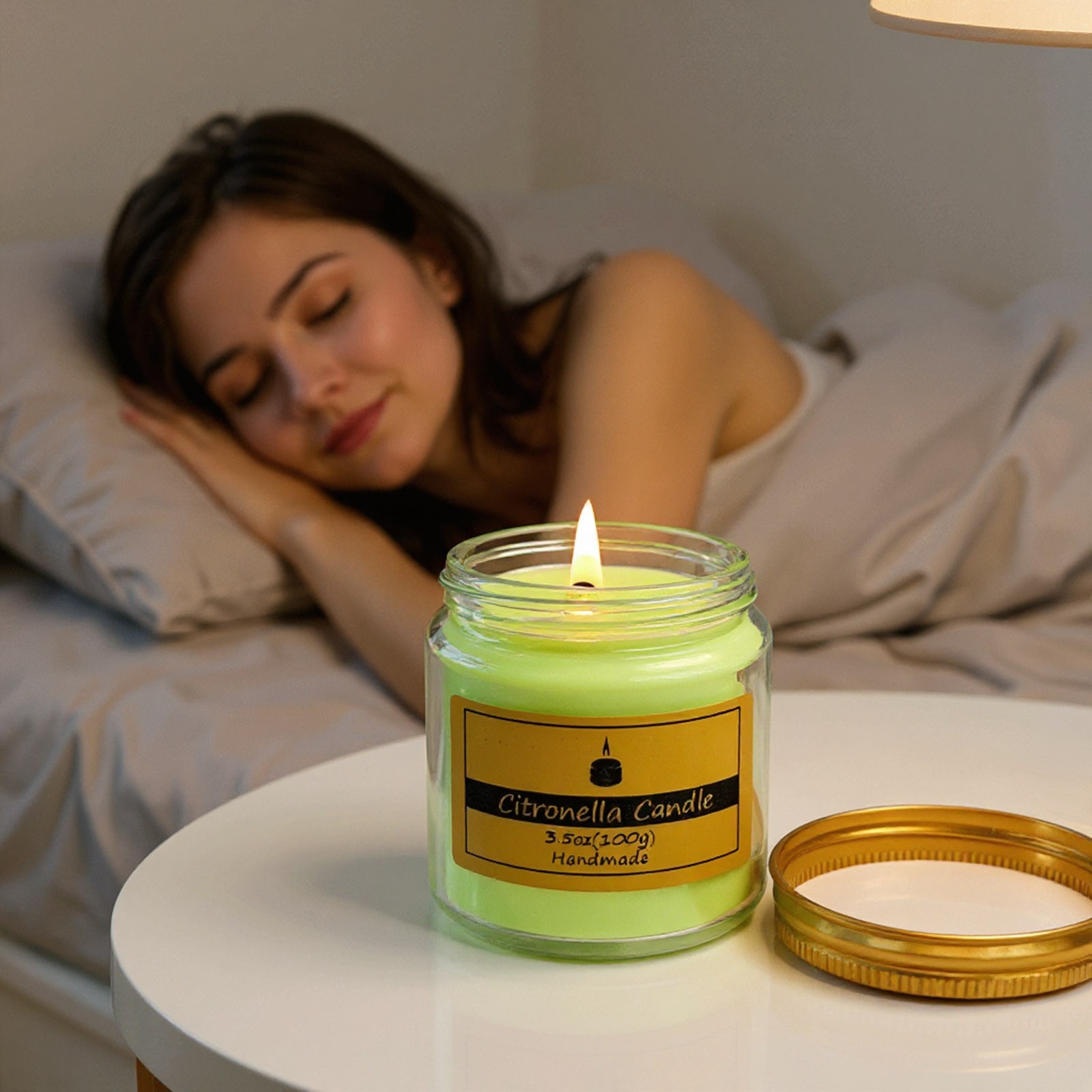 Soy Wax - 夏の蚊よけキャンドル、植物性ワックス、必須オイル配合、家庭用、屋外用、ミッドジ、マイルドなシトロネラの香りのキャンドル