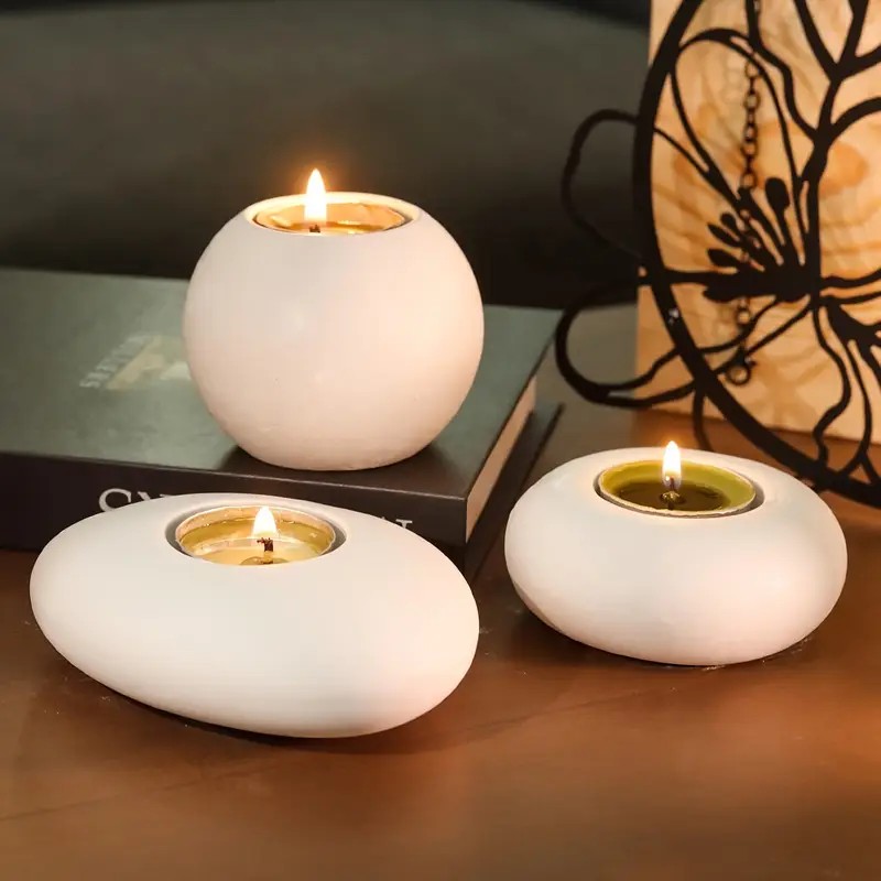 Candle Lighter - ティーライトキャンドルホルダー樹脂シリコンモールド、クリスタルボール/球体エポキシ樹脂モールド、楕円形石膏コンクリートフラワーポット作成モールド