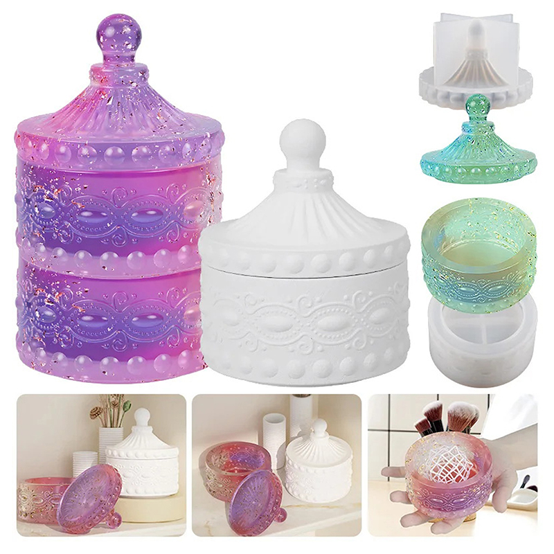 Candle Containers - 1セットのストライプキャンドルジャー用シリコンモールド - DIY円形ストライプ収納ジュエリーボックス（粘土、エポキシ樹脂、石膏、コンクリート用）