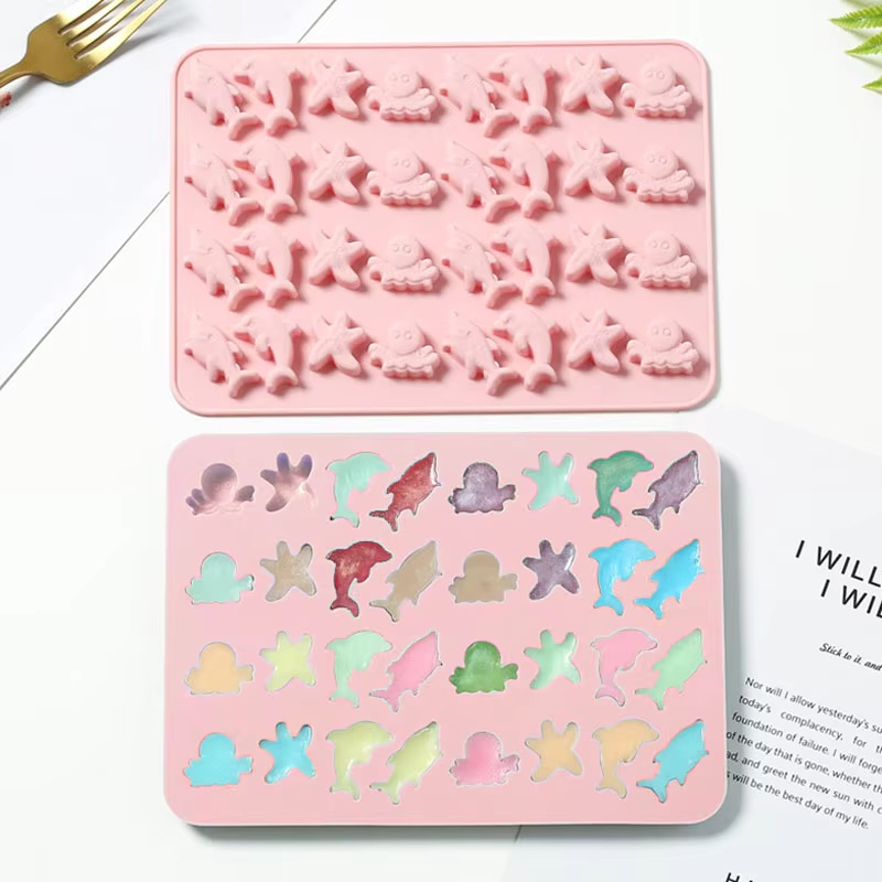 Candle Making Kit - 海底生物チョコレートシリコンモールドイルカキャンディゼリー氷キューブベーキングモールドDIYタコキャンドルケーキデコレーション作成セットギフト