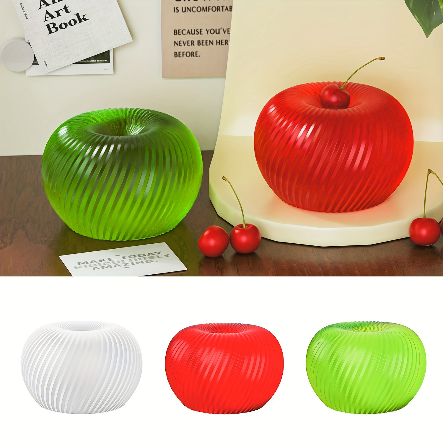 Candle Molds - 石鹸、キャンドル、石膏工芸品の作成に適した、おしゃれな赤いリンゴ型のシリコンモールドで、お手入れが簡単です。
