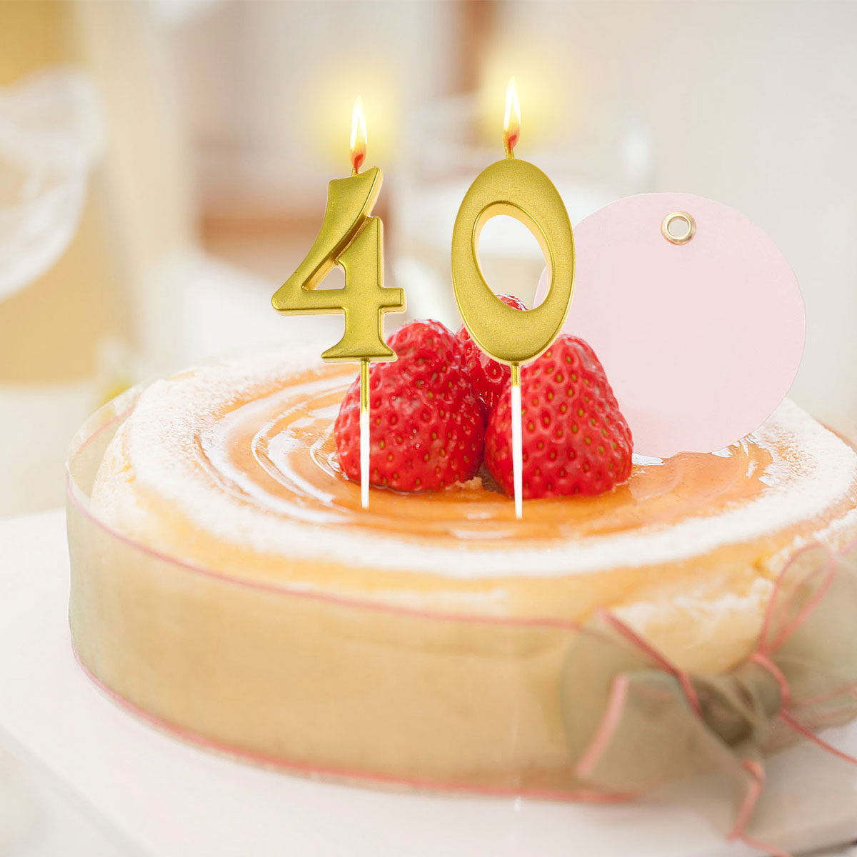 安全なエコパラフィン製の金色の数字「40」のバースデーキャン - Paraffin Wax のレビューと価格