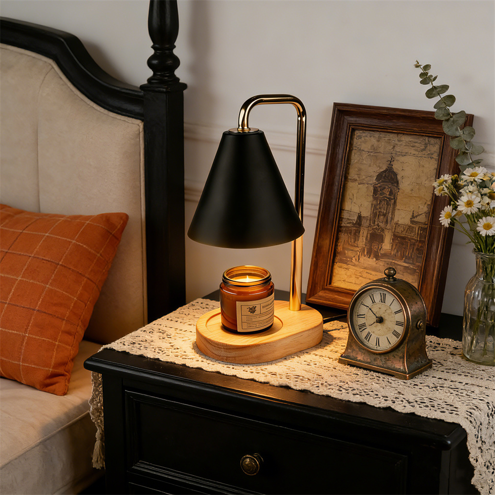 タイマー付き調光可能なブラックキャンドルウォーマーランプ、ワ - Silk Candle のレビューと価格
