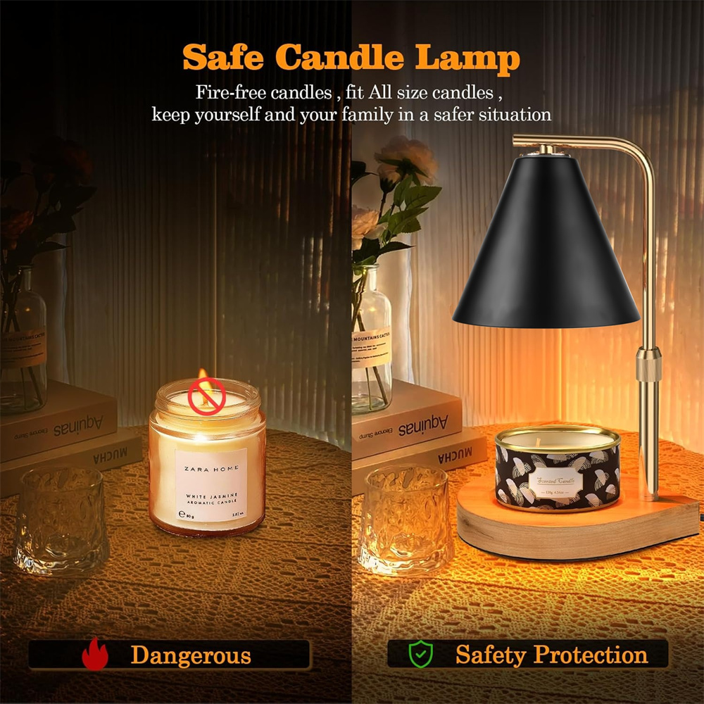 タイマー付き調光可能なブラックキャンドルウォーマーランプ、ワ - Silk Candle のレビューと価格