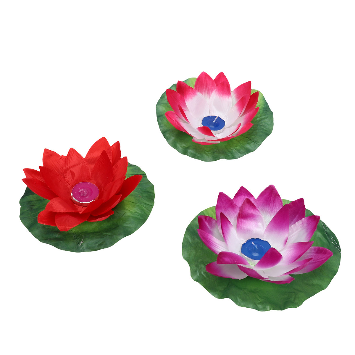 3個入り、蓮の花をモチーフにした水に浮かぶライトランプ。お祝 - Paraffin Wax のレビューと価格