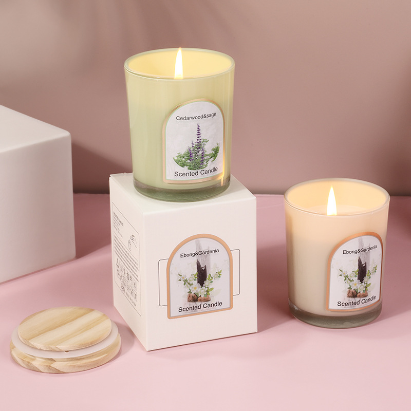 木製蓋付きカラーガラス香り付きキャンドル卸売カスタム家庭用フ - Candle Fragrance のレビューと価格