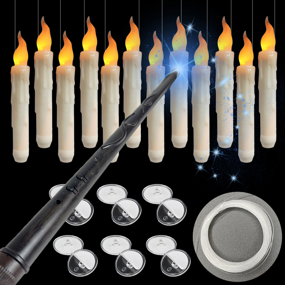 魔法の杖リモコン付き、電池式LED温白色3Dウィックライトウ - Candle Wick のレビューと価格