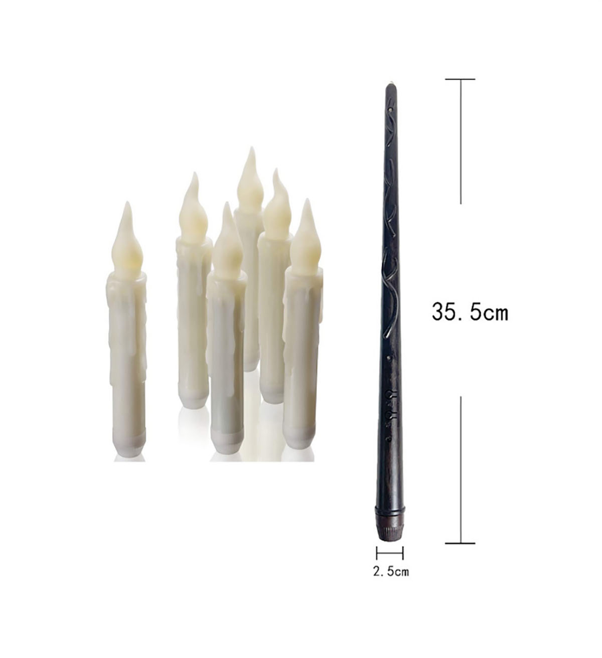 魔法の杖リモコン付き、電池式LED温白色3Dウィックライトウ - Candle Wick のレビューと価格
