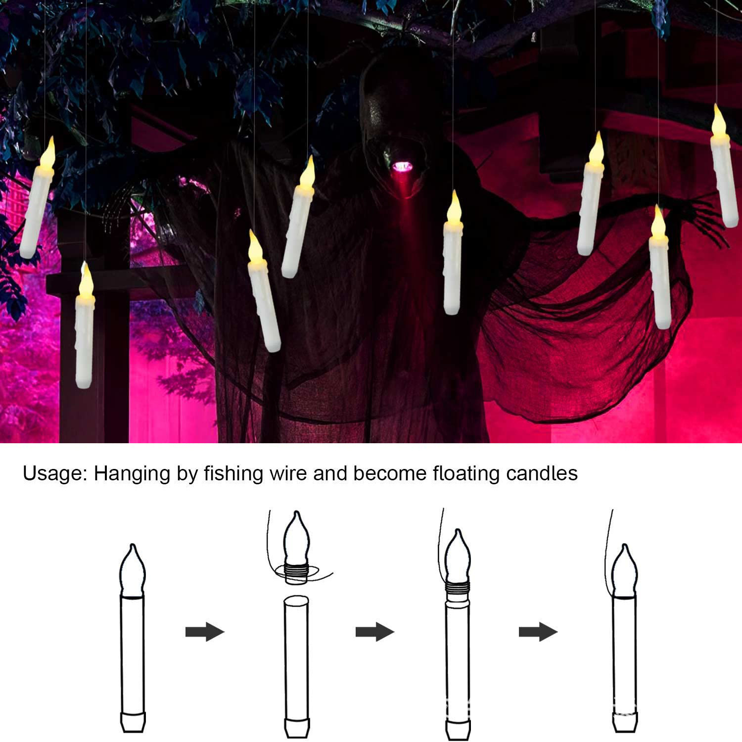 魔法の杖リモコン付き、電池式LED温白色3Dウィックライトウ - Candle Wick のレビューと価格