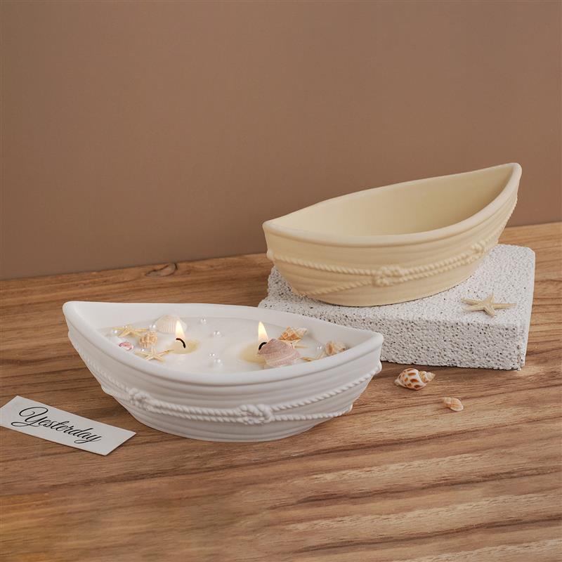 シリコン製キャンドル容器型、麻縄模様の楕円形ボウル型ボートジ - Candle Containers のレビューと価格