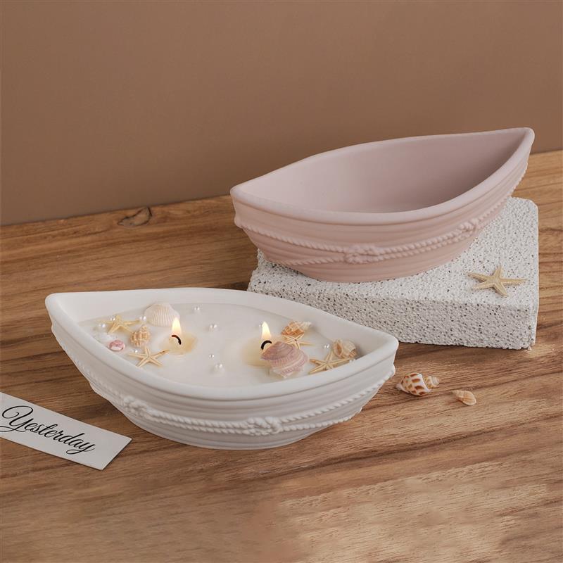 シリコン製キャンドル容器型、麻縄模様の楕円形ボウル型ボートジ - Candle Containers のレビューと価格