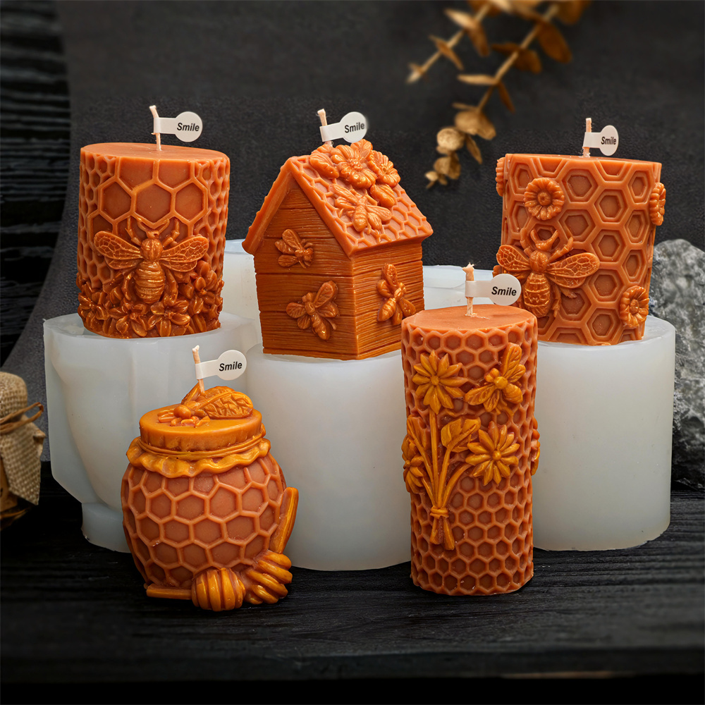 ハニカムピラーキャンドル型 蜂の巣ハニージャーシリコン型 リ - Candle Containers のレビューと価格