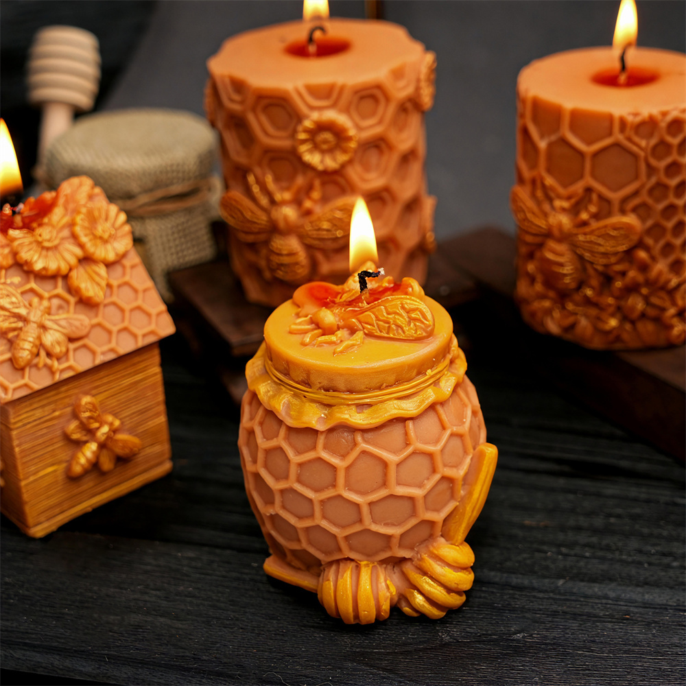 ハニカムピラーキャンドル型 蜂の巣ハニージャーシリコン型 リ - Candle Containers のレビューと価格