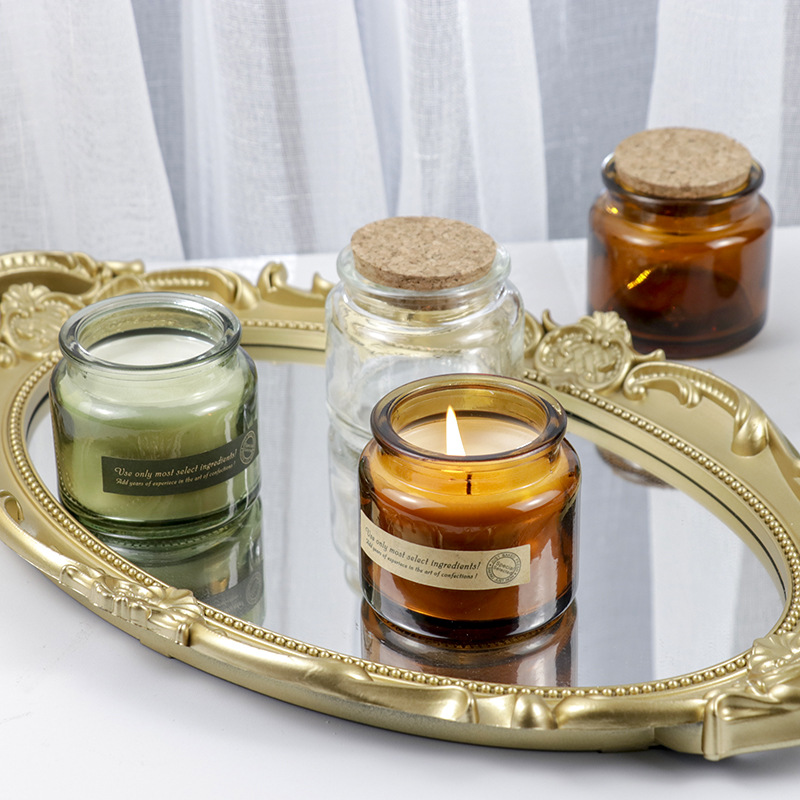レトロなブラウンの耐熱手作り香り付きキャンドルカップ、蓋付き - Candle Containers のレビューと価格