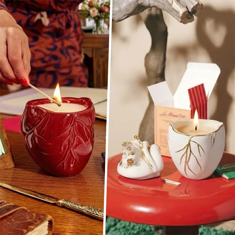 ニコール彫刻ハートキャンドルジャー蓋付き型、石膏またはセメン - Candle Molds のレビューと価格