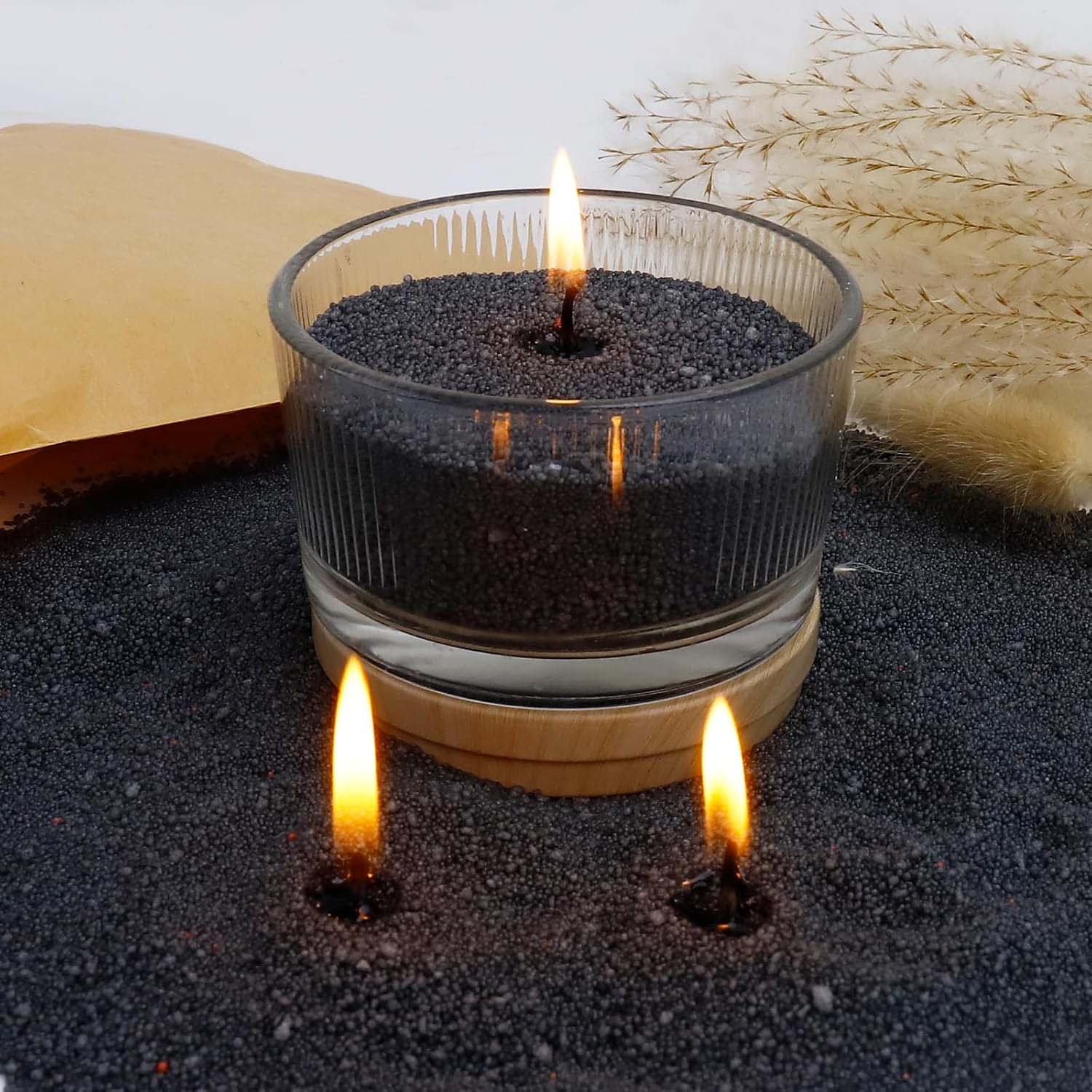 黒色のキャンドルサンド（芯付き）、200g、10個の芯付きパ - Candle Wick のレビューと価格