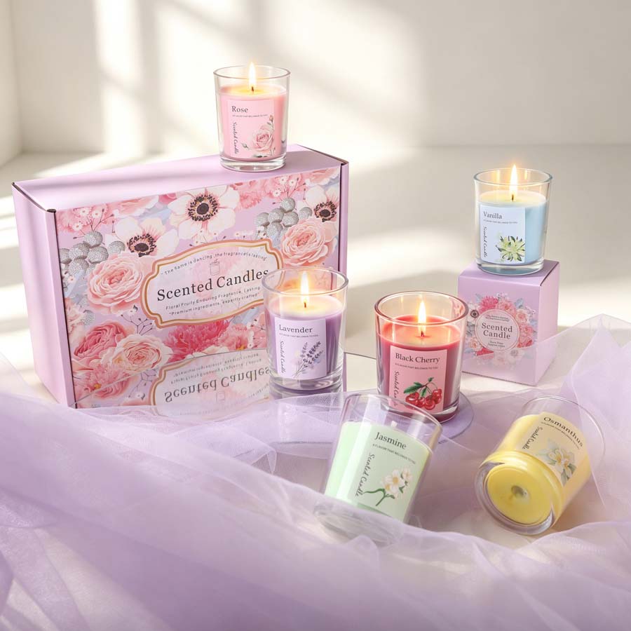 アロマセラピーアロマキャンドルギフトセット 6種類の香りのガ - Candle Fragrance のレビューと価格