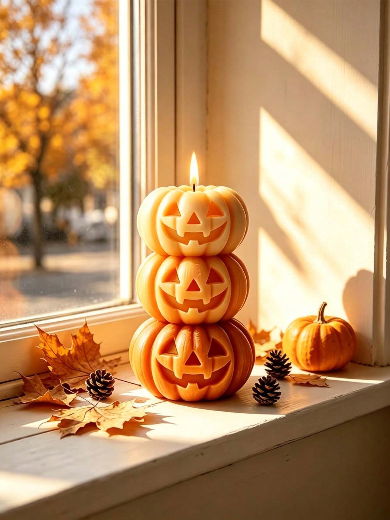 ハロウィン用3層式パンプキン型キャンドル1個、パンプキンデザ - Candle Fragrance のレビューと価格