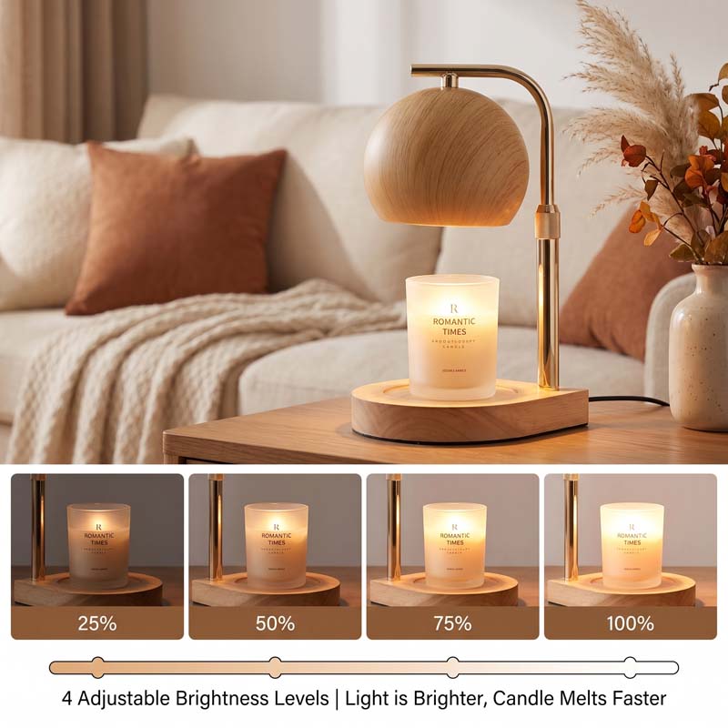 北欧ミニマリストスタイル 高さ調節可能 無火炎 調光可能 木 - Silk Candle のレビューと価格